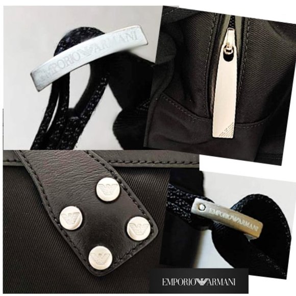 Emporio Armani Mens Messenger Bag Large Black Nylon Leather Shoulder Cro… - Picture 12 of 16